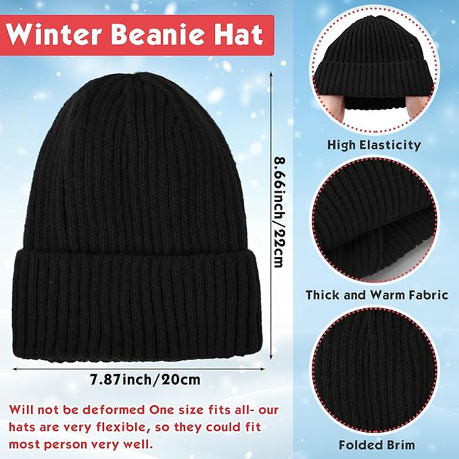 Chicingyou Winter Hats and Gloves Beanies Set Bulk Adults Women Men Unisex Knit Beanie Thermal Gloves for Homeless Gifts