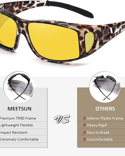 MEETSUN Fit Over Glasses Sunglasses for Men Women,Wrap Around Sunglasses Polarized UV400 Protection