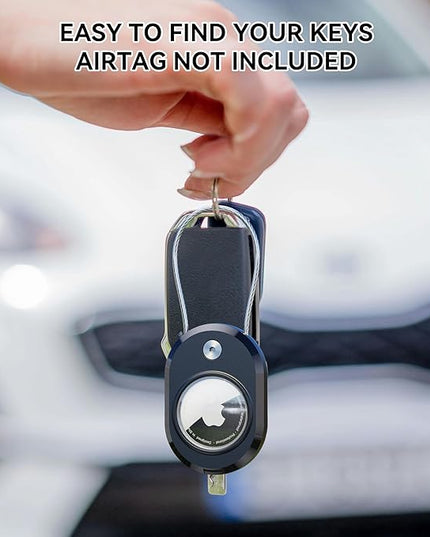 DDJ 2 Pack for AirTag Holder with Keychain, Waterproof Case Compatible with Apple AirTag & Moto Tag, Anti-Lost Wire Cable Lock with ID Card for Keys, Luggage, Backpack, Pet Collar (Black/Black)