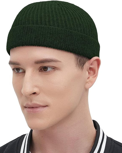 Fisherman Beanie Hats for Men Women,Wool Knit Trawler Skull Cap,Watch Cap,Spring Fall Winter Warm Short Hats