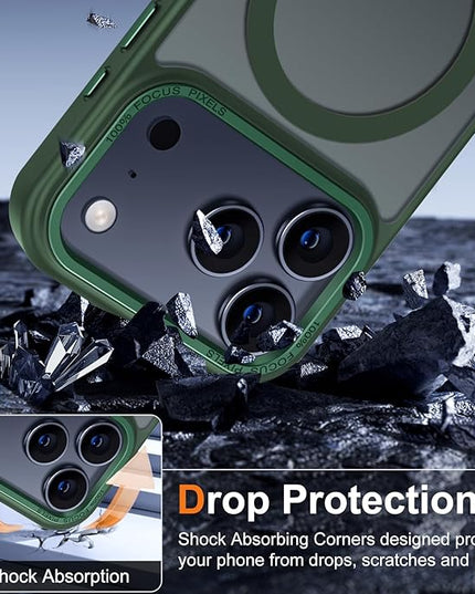Hython Case for iPhone 17 Pro Max Case Magnetic Translucent Matte Phone Cases 6.9" [Compatible with MagSafe] Thin Slim Fit Shockproof Bumper Hard Protective Cover for Women Men Girls, Dark Green