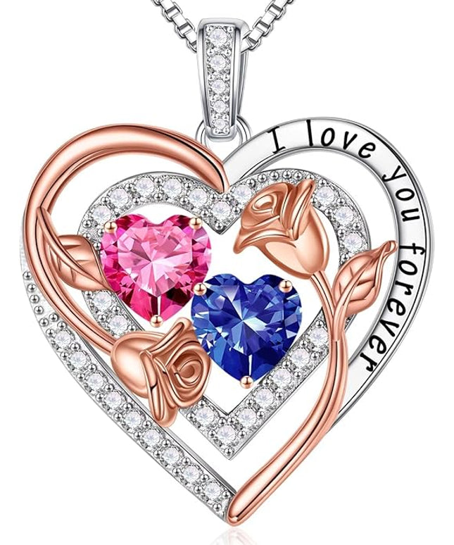 Iefil Christmas Gifts for Women - Sterling Silver Birthstone Necklace Anniversary Birthday Gifts for Her Wife Mom Daughter