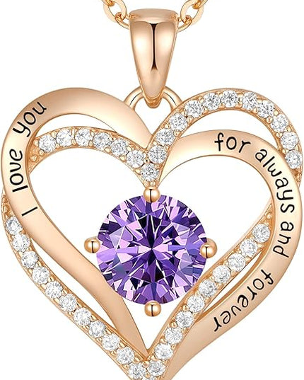 CDE Forever Love Heart Necklaces for Women, Wedding Anniversary, Birthday Mothers Day Christmas Day Gifts for Mom, Mother, Wife, friend, S925 Silver Jewelry with Birthstone Pendant