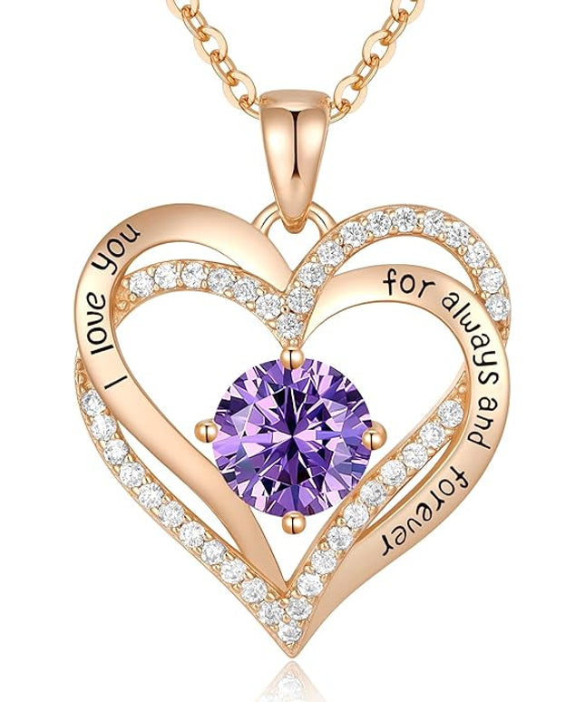 CDE Forever Love Heart Necklaces for Women, Wedding Anniversary, Birthday Mothers Day Christmas Day Gifts for Mom, Mother, Wife, friend, S925 Silver Jewelry with Birthstone Pendant