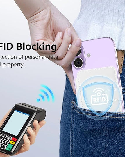 TopMade for Magsafe Wallet, Strongest Magnetic Card Holder for iPhone 17/16/15/14/13/12 Series, Slim Magnetic Phone Wallet, Vegan Leather, RFID Blocking, 4 Cards Holder, Open ID Window, White