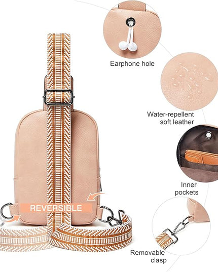 Sling Bag For Women Faux Leather Small Casual Daypack Backpack Fanny Pack Crossbody Chest Bags Purse