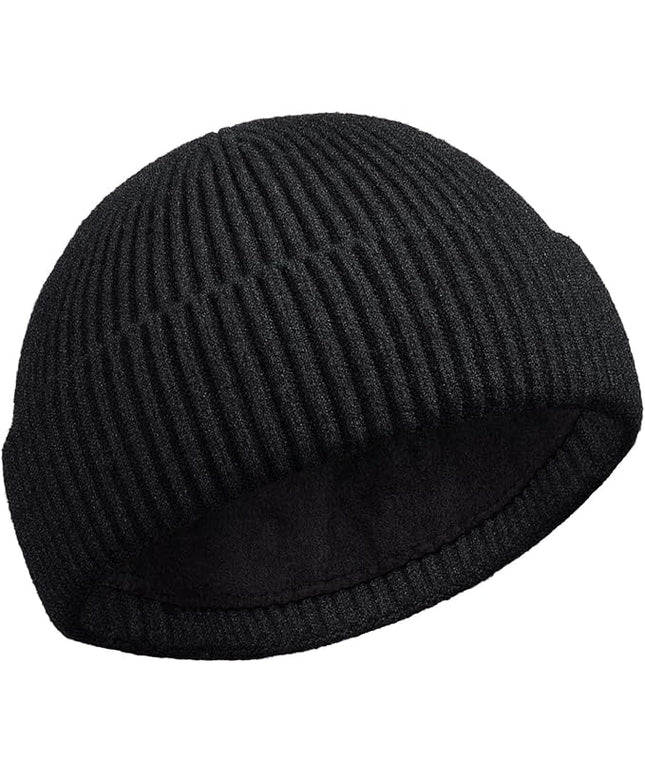 ROYBENS Swag Wool Knit Cuff Short Fisherman Beanie for Men Women, Winter Warm Hats