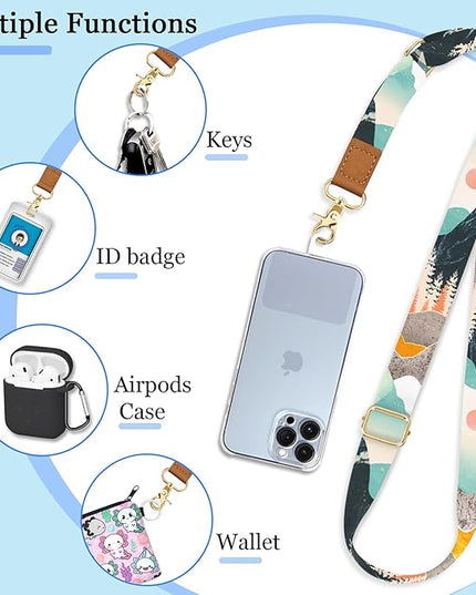 Cell Phone Lanyard Crossbody with Wrist Strap, Sunrise Mountain Phone Lanyards for around the Neck Wristlet Adjustable Strap Sunset for Keys Accessories