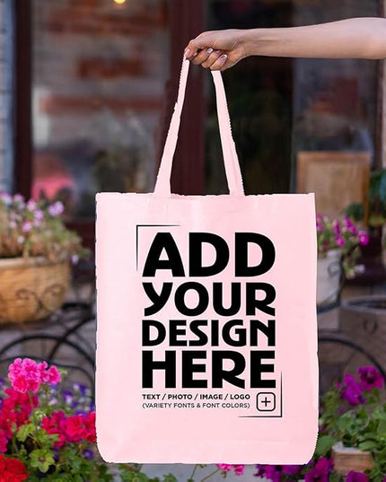 shop4ever Personalized Custom Design Your Own Eco Cotton Tote Reusable Shopping Bag Customizable Gift