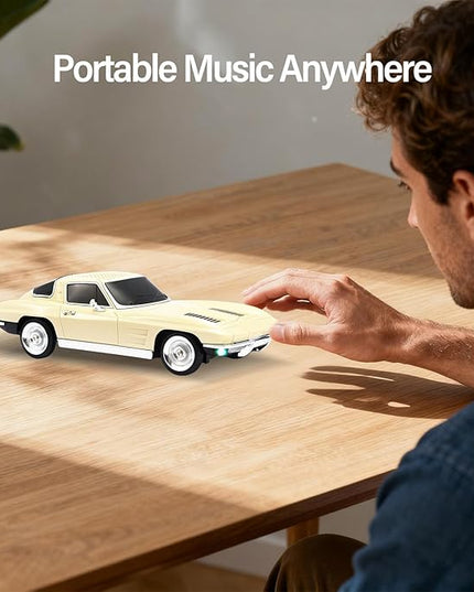 Retro American Style car Bluetooth Speaker, Portable Wireless Outdoor Speaker, TWS Stereo, Support USB/TF/AUX, Party Bluetooth Speaker with Microphone,Classic car Gifts for Men(Beige)
