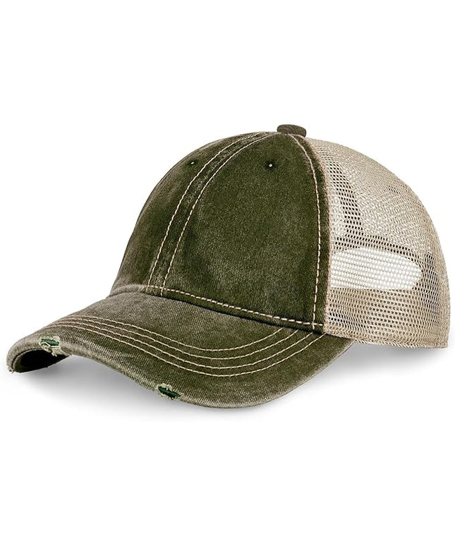 CHOK.LIDS Everyday Premium Washed Trucker Hat Unstructured Distressed Pigment Dyed Cap Adjustable Outdoor Headwear