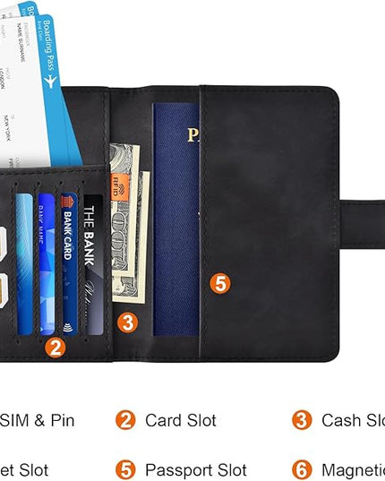 Eoehro Passport Holder for Travel Essentials, Passport Wallet Cover Case for Travel Must Haves Accessories,Passport Book Holders for Women and Men(black)