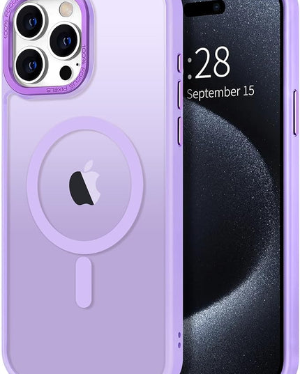 Hython Case for iPhone 15 Pro Max Case Magnetic Translucent Matte Phone Cases 6.7" [Compatible with MagSafe] Thin Slim Fit Shockproof Bumper Hard Protective Cover for Women Men Girls, Light Purple