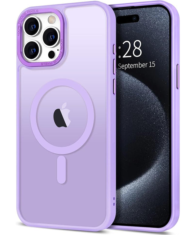 Hython Case for iPhone 15 Pro Max Case Magnetic Translucent Matte Phone Cases 6.7" [Compatible with MagSafe] Thin Slim Fit Shockproof Bumper Hard Protective Cover for Women Men Girls, Light Purple