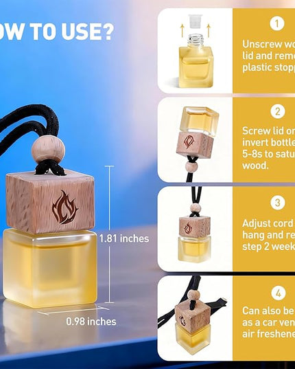Car Air Freshener Hanging 2 Pack, Teakwood & Cashmere Fragrance Essential Oil Diffuser, Long Lasting Car Scent, Car Accessories for Women Men