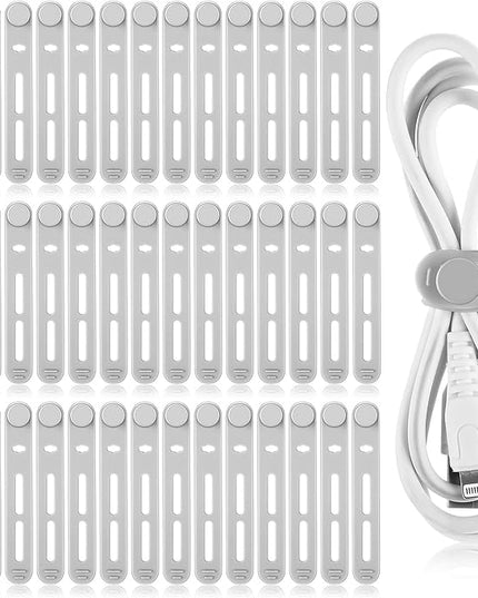 42 Pcs Silicone Cable Ties Reusable Cord Straps Multipurpose Elastic Cable Organizer for Bundling Fastening Earphone Phone Charger Home Office School(Gray,3.15 Inch)
