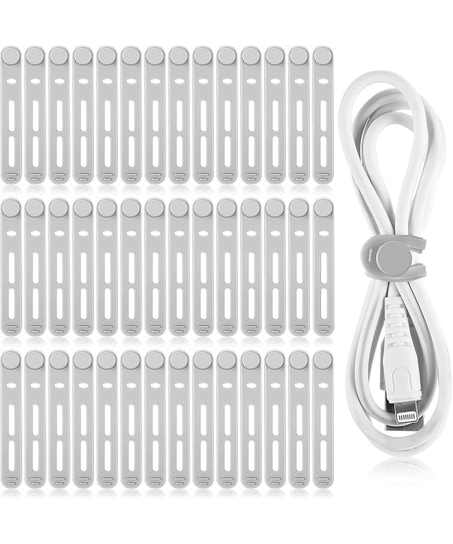 42 Pcs Silicone Cable Ties Reusable Cord Straps Multipurpose Elastic Cable Organizer for Bundling Fastening Earphone Phone Charger Home Office School(Gray,3.15 Inch)
