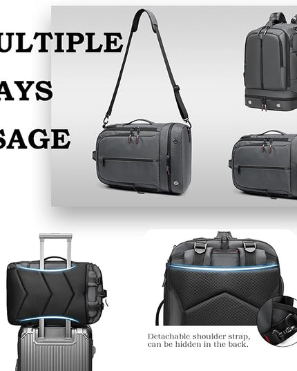 Somago 16 Inch Laptop Backpack Water Resistant Carry On Daypack Backpack Anti Theft Travel Rucksack Backpack with Shoe Compartment Shoulder Strap for Men Women, 33L (Grey)