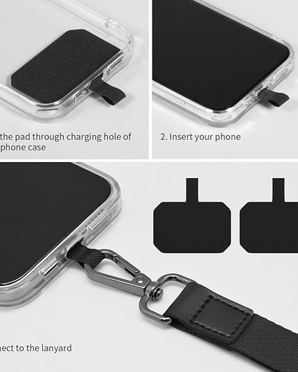 Phone Lanyard,Adjustable Neck Strap Crossbody Nylon Lanyard with Wrist Strap for All Smartphone,Keys,Card Holder and Personal Effects (Black)