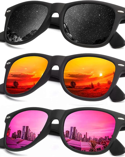 KALIYADI Polarized Sunglasses for Men and Women Matte Finish Sun glasses Color Mirror Lens UV Blocking (3 Pack)