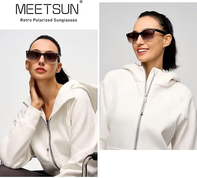 MEETSUN Polarized Sunglasses for Women Men Classic Retro Square Frame Driving Sun Glasses UV Protection