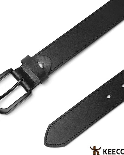 KEECOW Men's 100% Italian Cow Leather Belt Men With Anti-Scratch Buckle,Packed in a Box