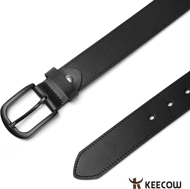 KEECOW Men's 100% Italian Cow Leather Belt Men With Anti-Scratch Buckle,Packed in a Box