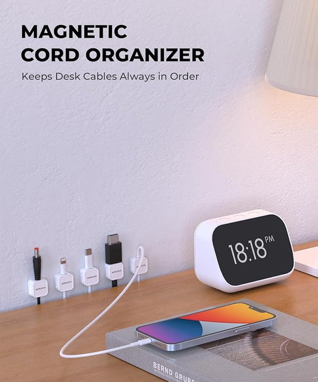 10 Pack Magnetic Cord Organizer, Magnetic Cable Clips for Desk Cable Management, Cord Holder for Nightstand, Wire Management Cable Holder for Charger Holders, Adhesive Cord Organizer Clips