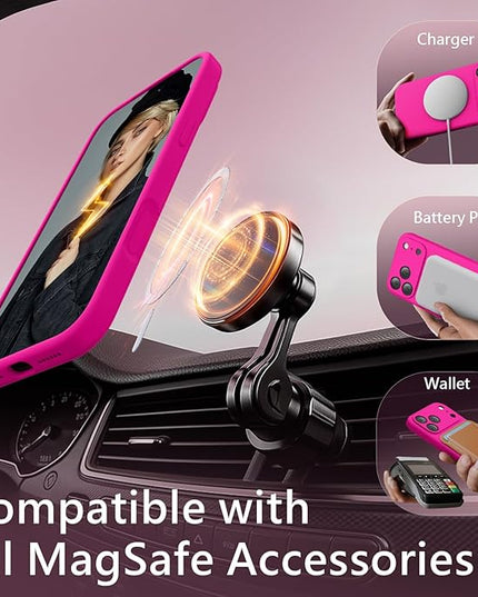 FireNova Magnetic for iPhone 17 Pro Case, Compatible with MagSafe, [Integrated Silicone Camera Control Button] [Camera Protection] Anti-Scratch Microfiber Lining Phone Case, 6.3", Hot Pink