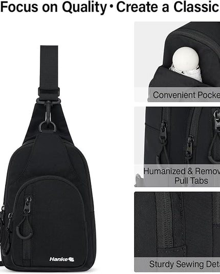 Hanke Crossbody Sling Bag for Women Men, Small & Large Casual Cross Body Sling Bags, Chest Bag for Outdoor Hiking Travel