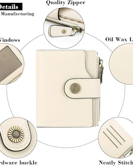 FALAN MULE Small Wallet for Women Leather Bifold Compact Small Womens Wallet with RFID Blocking
