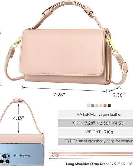 KUKOO Small Crossbody Bag Cell Phone Purse Wallet with Credit Card Slots for Women