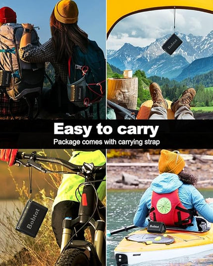 Bobtot Portable Bluetooth Speaker Wireless, IPX7 Small Shower Speaker Waterproof, 15H Playing Time, Loud and Stereo Sound with Bass, TWS Pairing for Party, Camping, Travel, Black