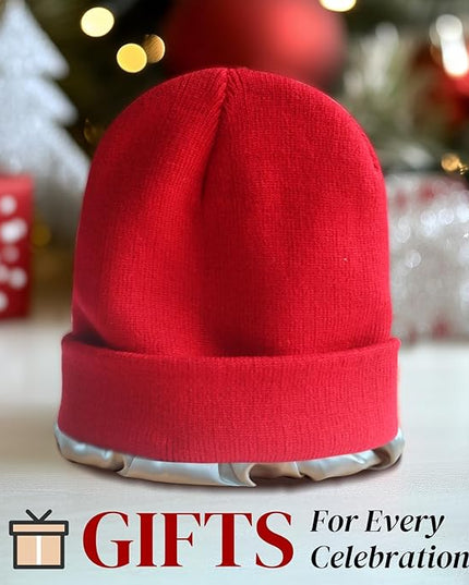 PFFY 2 Packs Womens Satin Lined Beanie Hat Silk Lining Winter Hats Beanies for Women Soft Slouchy Beanie Skull Cap