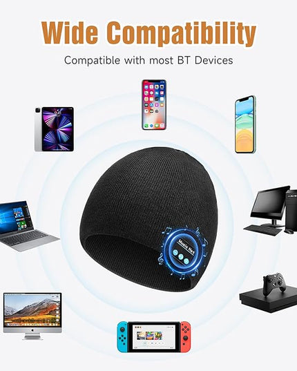 Bluetooth Beanie for Men Women, HD Stereo Sound Beanie with Headphones, Unique Tech Gifts for Men Husband Him Teen