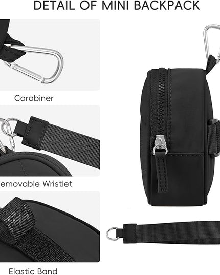 CLUCI Mini Backpack Keychain Wallet Small Change Quilted Coin Purse Cute Puffer Wristlet Pouch with 3 RFID Card Slots