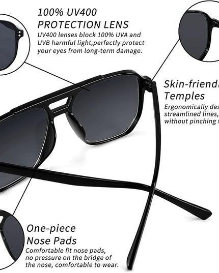FEISEDY Retro Square Aviator Sunglasses Women Men 70s Vintage Trendy Plastic Frame Sun Glasses B2835