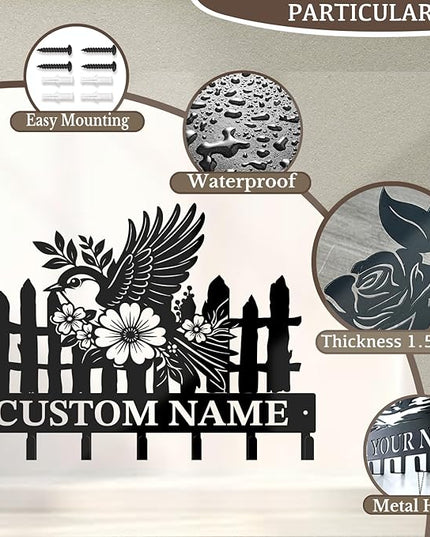 peanut case Customized Keys Holder - Personalized Birds Flower Key Hooks Wall Metal Sign Decor,Wall Holder, Garden,Door Hook (Style C)