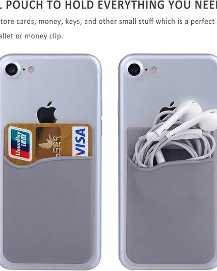Adhesive Phone Wallet, 6 Pack Silicone Phone Wallet Stick on, Sticky Credit Card Holder for Phone Case, Adhesive Credit Card Holder for iPhone 16 15 14 13 12 Pro Max,iPad,Samsung Galaxy,LG,Tablet