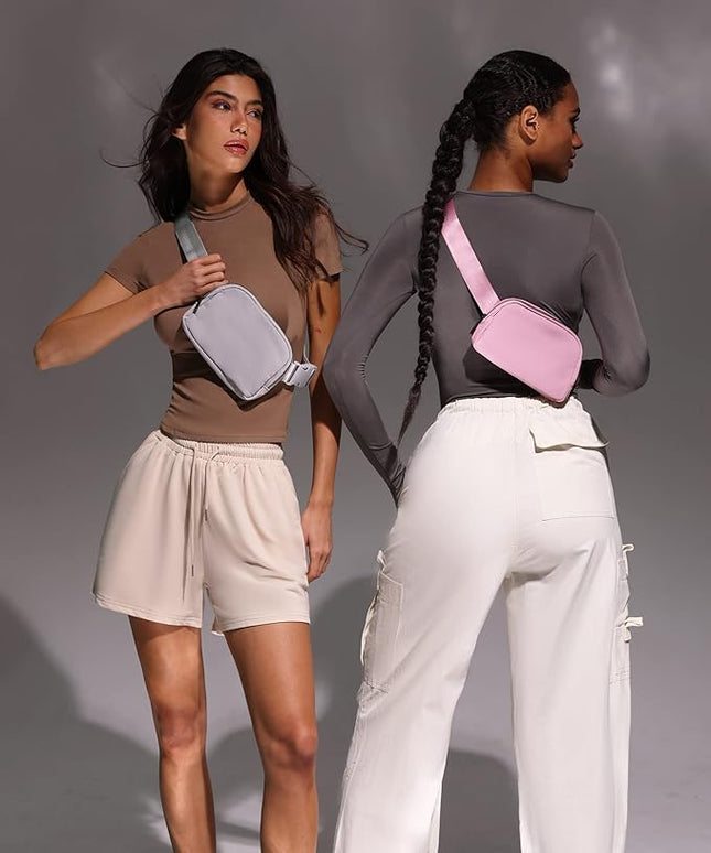 YOSHUYUKI Fanny Pack Crossbody Bag Trendy Waterproof Small Sling Cross Body Purse for Women Men Fashion Waist Packs Mini Belt Pouch Chest Bum Hip Bag Lulu Dupes for Travel Vacation Running Ash