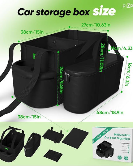 Large Car Seat Organizer with Removable Cooler Bag for the Front or Back Seat for Kids and Adults.Versatile for Use in Multiple Scenarios.