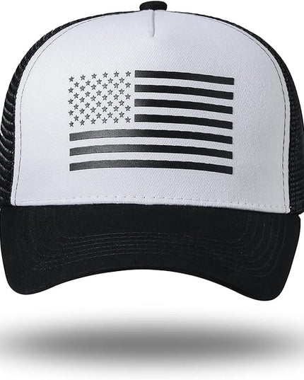 American Flag Trucker Hat - Snapback Hat, Baseball Cap for Men Women - Breathable Mesh Side, Adjustable Fit - for Casual Wear