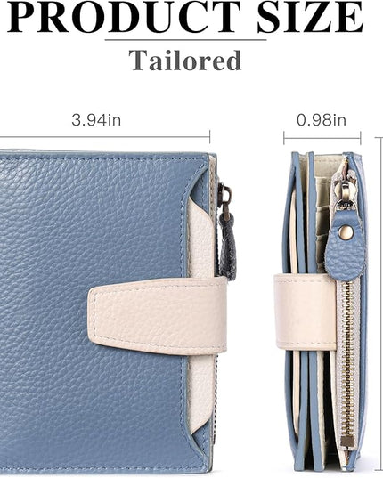 FALAN MULE Small Wallet for Women Leather Bifold Compact RFID Blocking Small Womens Wallet Purse