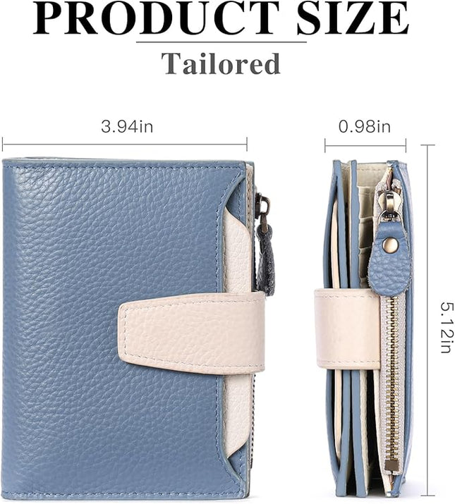 FALAN MULE Small Wallet for Women Leather Bifold Compact RFID Blocking Small Womens Wallet Purse