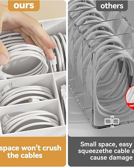 Charger Cable Cord Storage Organizer Easy storage without ties charger cable organizer Cable Management Boxes - 1 Pack （white）