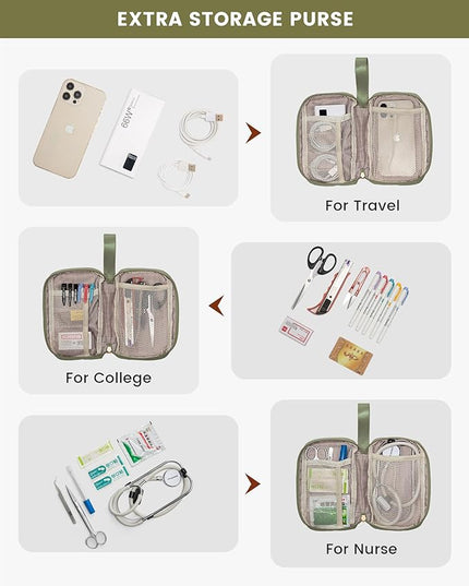 LOVEVOOK Laptop Backpack for Women, 15.6 Inch Work Laptop Bag with USB Port, Fashion Teacher Nurse Backpack Purse, Waterproof Travel Computer Backpack with Organizer Bag, 2PCS, Beige-Bean Green