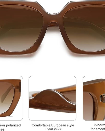 SOJOS Large Oversized Polarized Sunglasses for Women, Big Designer Womens Trendy Square Shades SJ2205