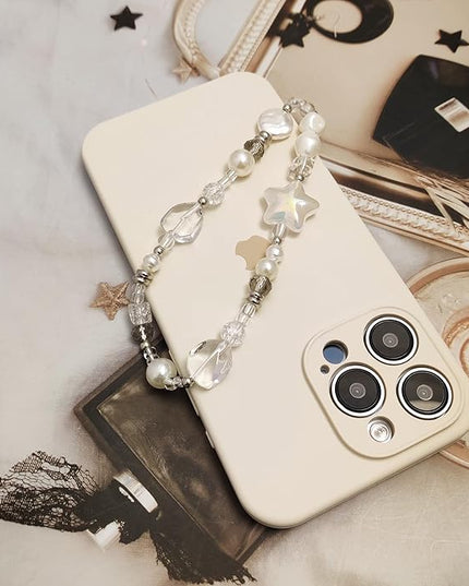 2 Pack Phone Charms, Cute Aesthetic Beaded PhoneCharm Strap Phone Lanyard String PhoneChain Accessories for Bag Keychain Airpods Camera Pendants