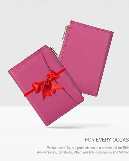 Oak Leathers Leather Wallet For Women - Small RFID Coin Purse Credit Card & ID Holder for Ladies, Gift for Women's, Bifold Wallets (Nappa Pink)