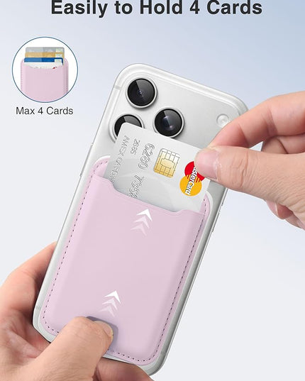 TopMade for Magsafe Wallet, Strongest Magnetic Card Holder for iPhone 17, iPhone 16/15/14/13/12 Series, Leather Magnetic Phone Wallet with Powerful Magnets, RFID Blocking, Fit 4 Cards, Pink